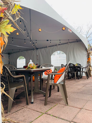 Buoy One Riverhead's festively decorated tent, Photo: Courtesy