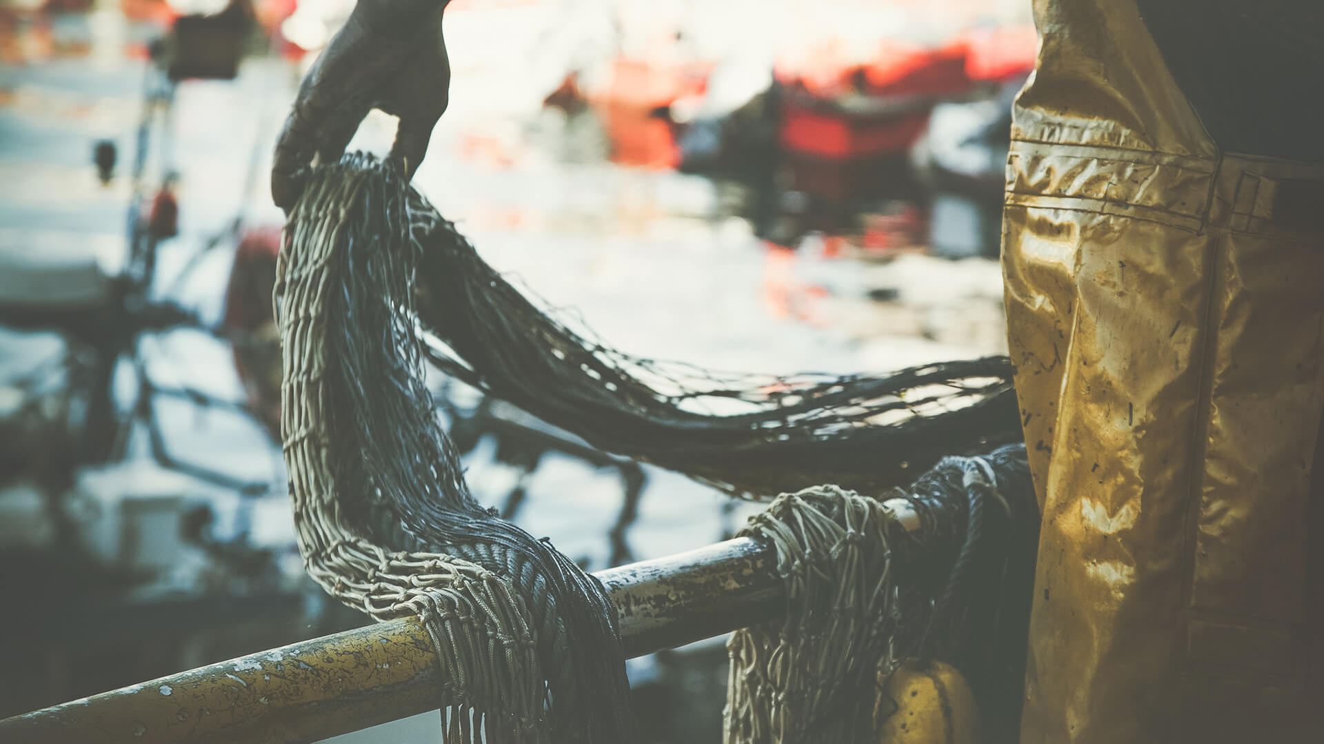 Fisherman at work, pulling the nets