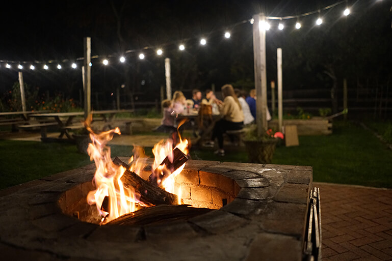 The roaring fire at Estia's Little Kitchen, Photo: Courtesy