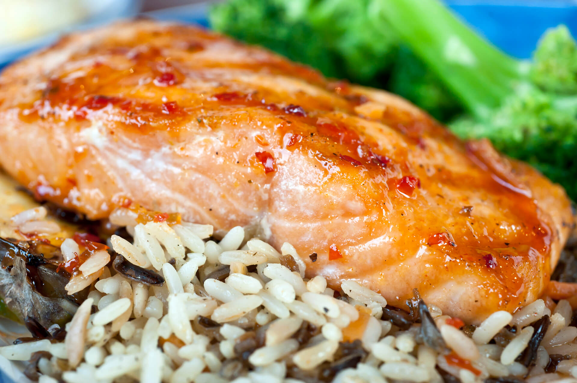 Spicy glazed salmon steak