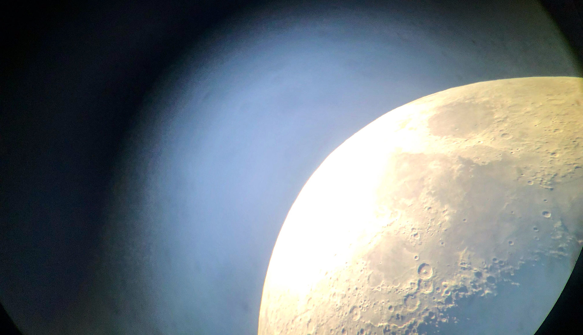 The moon, as seen through the telescope at Custer Observatory - a fun place for kids