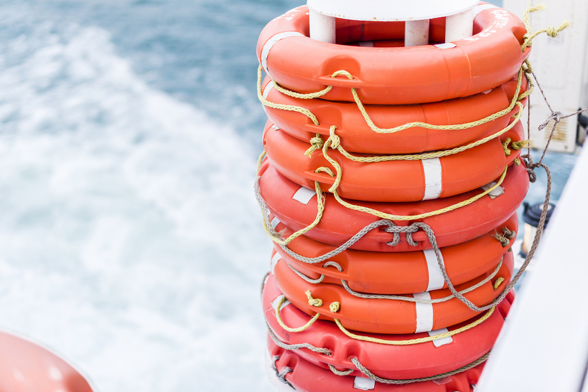 Lifebuoys at the stern of the ferry on the Bosphorus