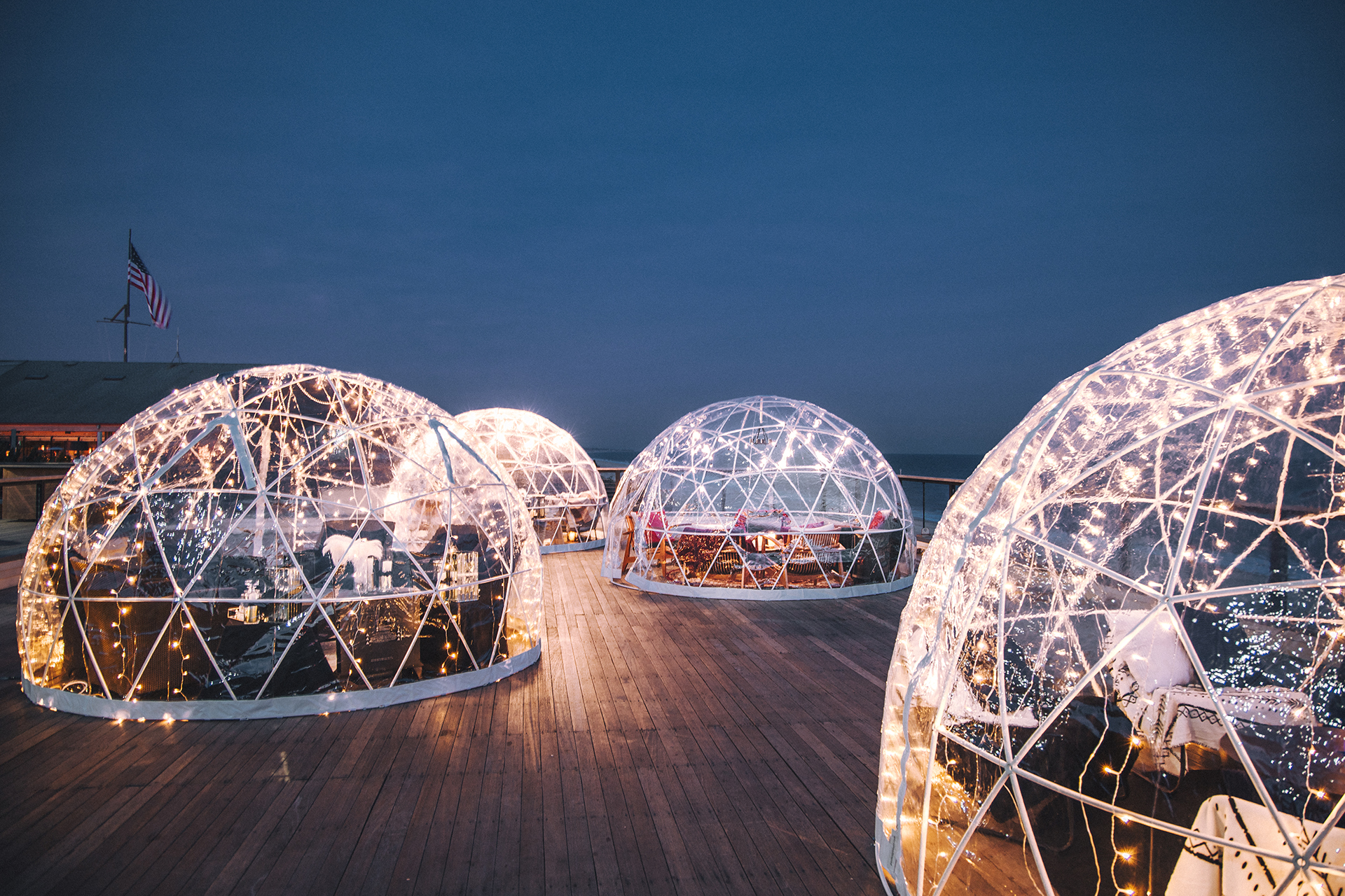 Igloos by the sea are available at Gurney's Montauk Resort this holiday season in the Hamptons