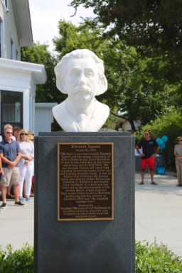 The Albert Einstein bust at Einstein Square in Southold
