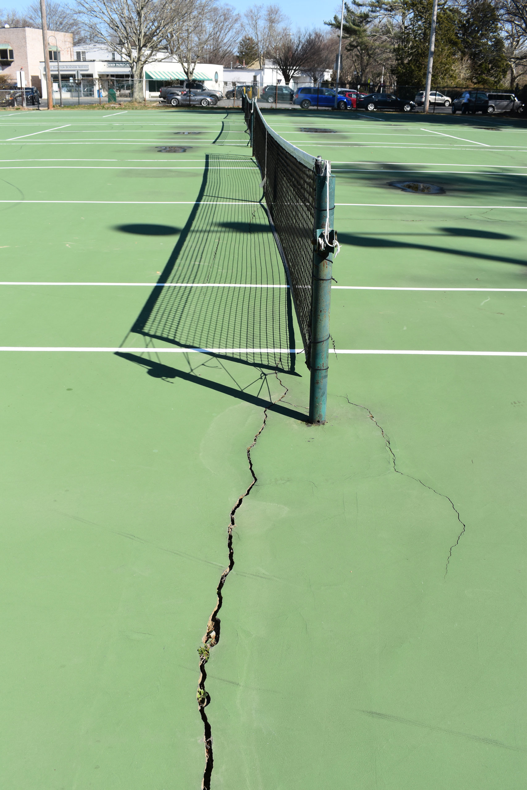 The tennis courts at Herrick Park will be replaced as part of the major redesign planned by the East Hampton village board.