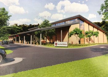 A rendering of the emergency facility that has been proposed in East Hampton, where the Little League fields currently are located.