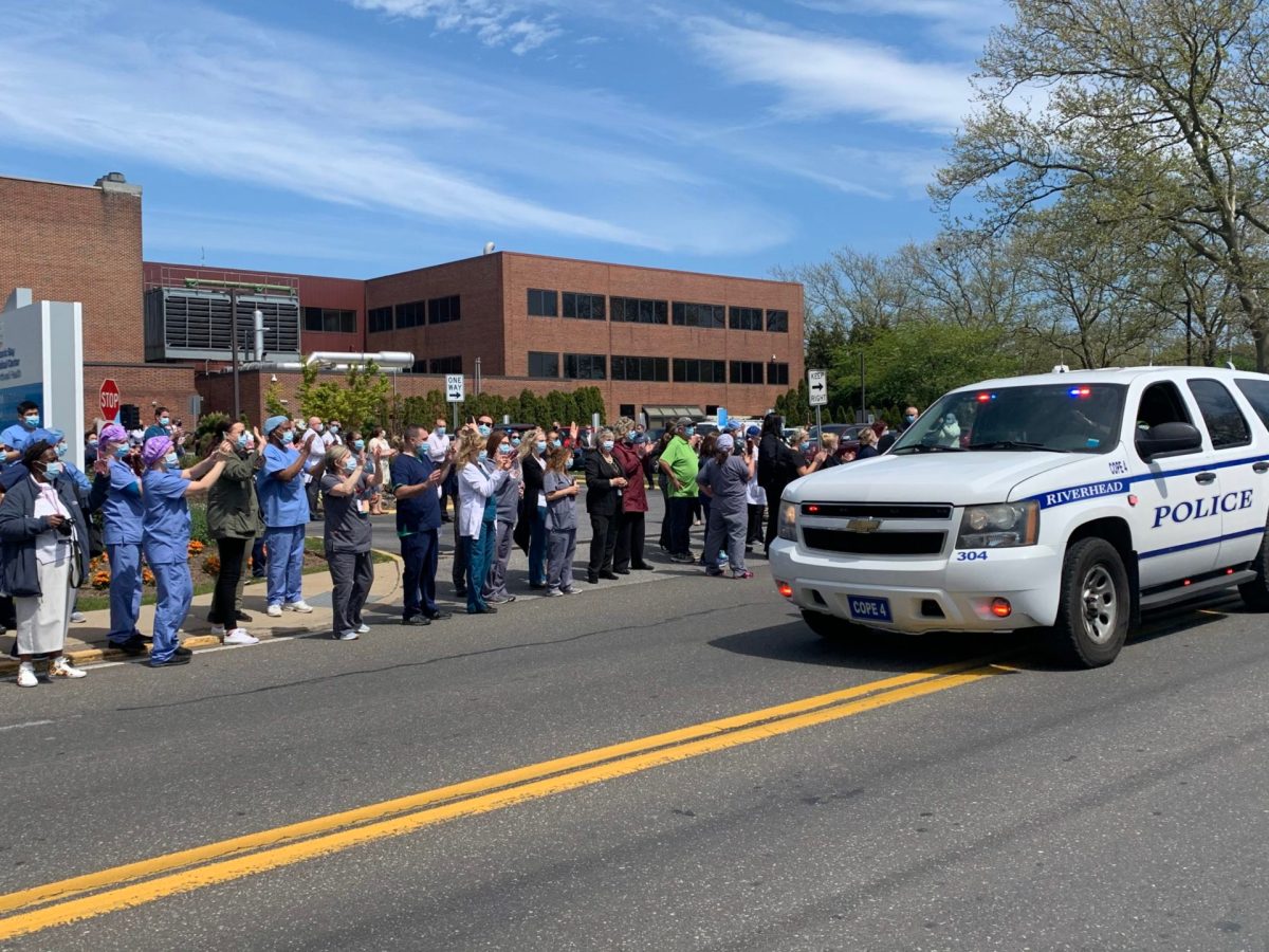 The Riverhead Police Department joined in the thank you parade.