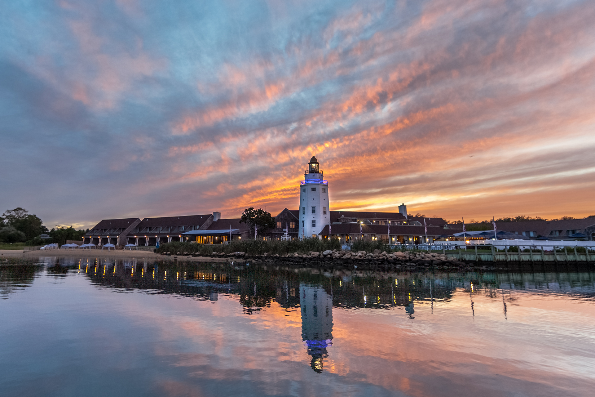 Gurney’s Star Island Resort & Marina, formerly known as The Montauk Yacht Club, viewed from the bay.