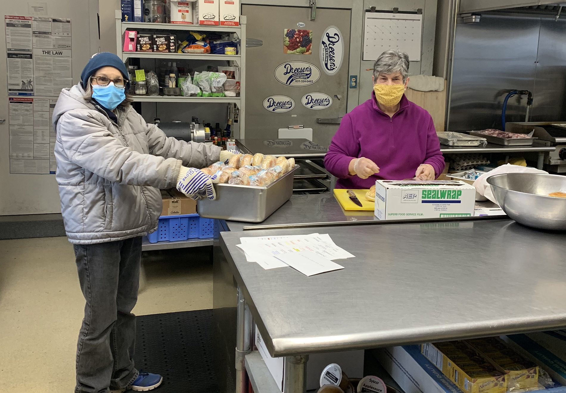 East Hampton Meals on Wheels volunteers prepare food