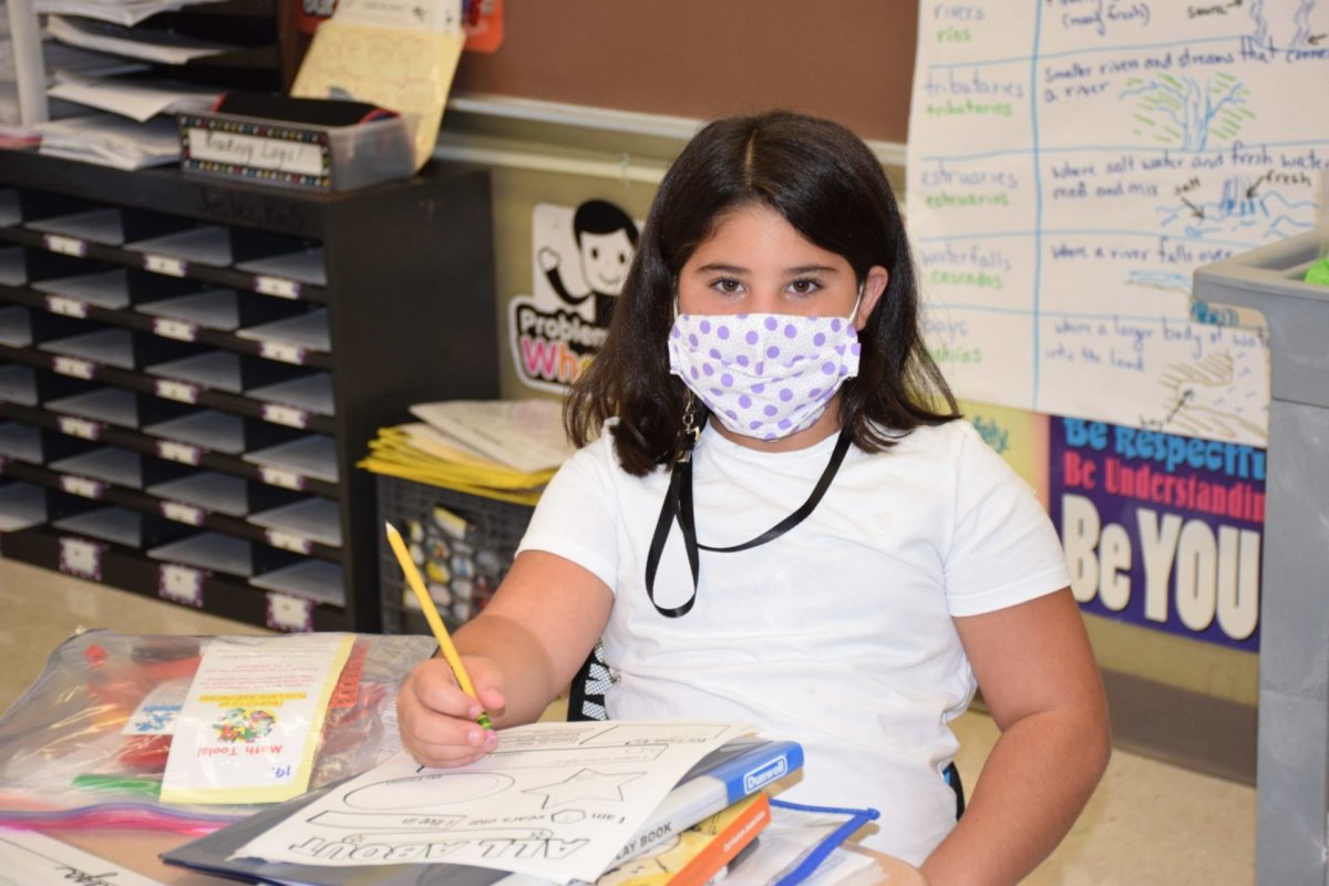 Despite mask mandate Riverhead Central School District students were all smiles on the first day of school, even behind their masks.
