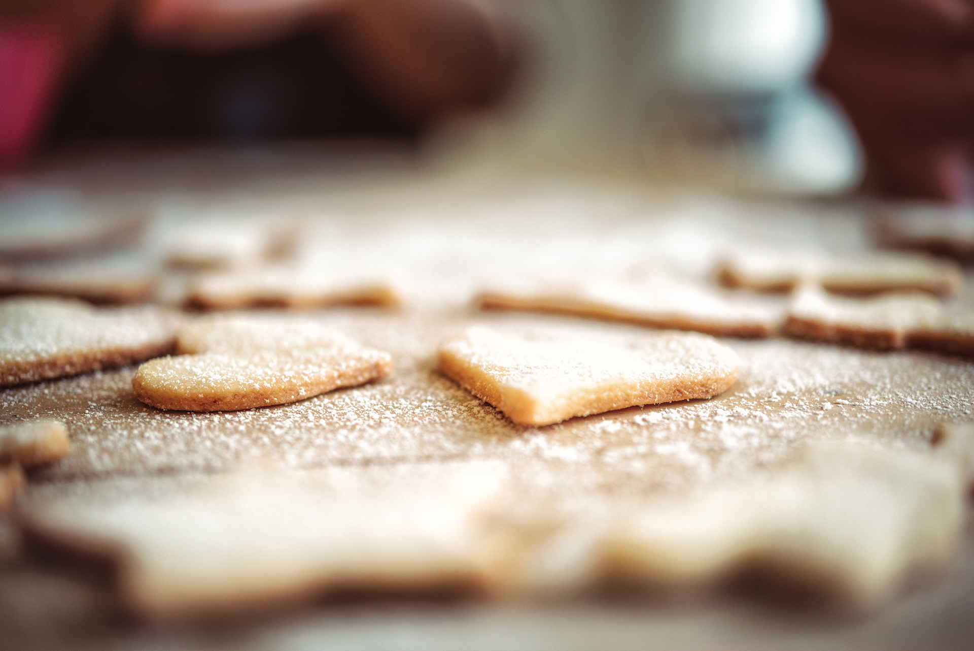 christmas cookies on wooden table