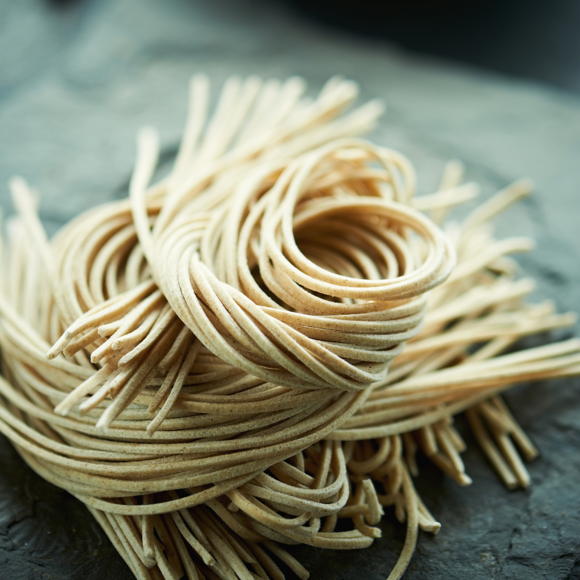 Japanese raw buckwheat noodle soba, cross processed