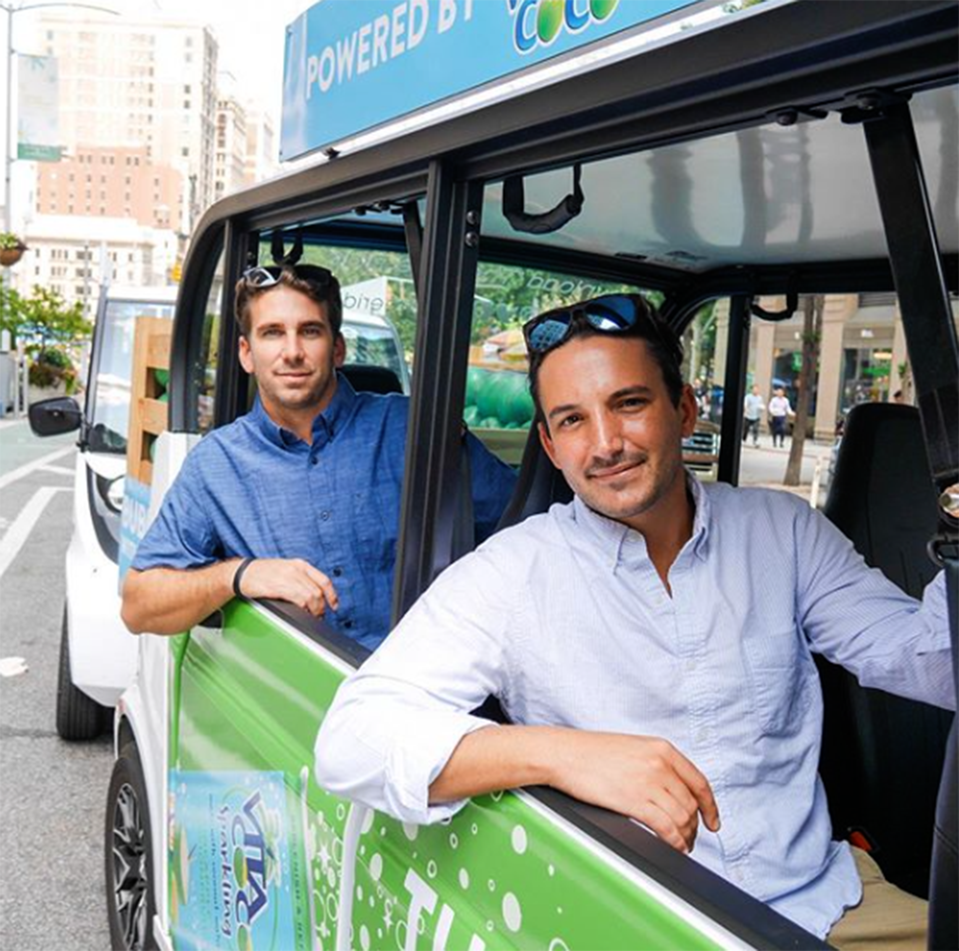 Circuit co-owners Alex Esposito (in front) and James Mirras in back of their Circuit ride