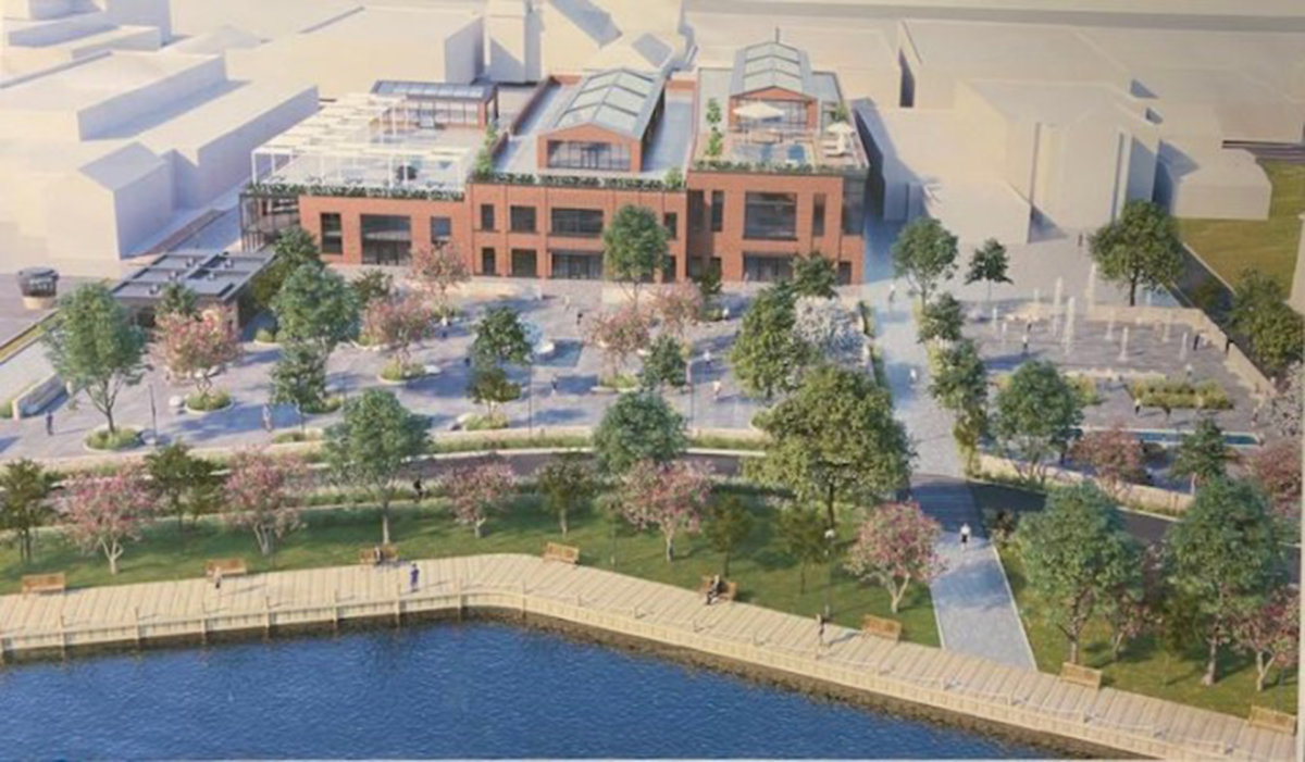 An artist’s rendition of a proposed Riverhead Town Square