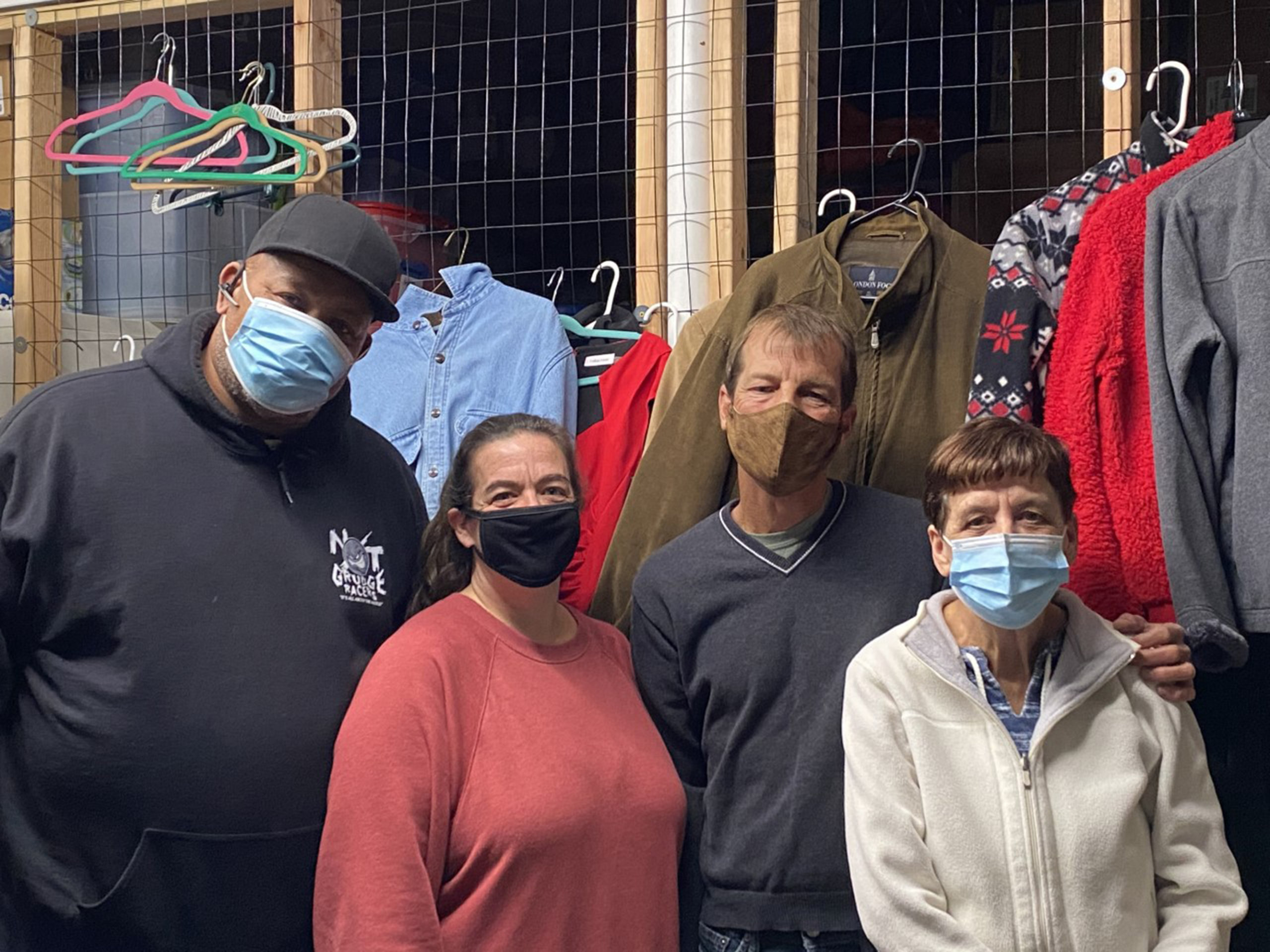 Dan O'Shea with the Maureen's Haven donation room staff.