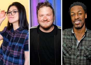 Comedians Aiko Tanaka, Brendan Sagalow and Chris Clarke