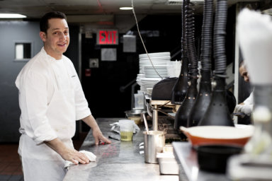 Jason Weiner in the Almond kitchen.