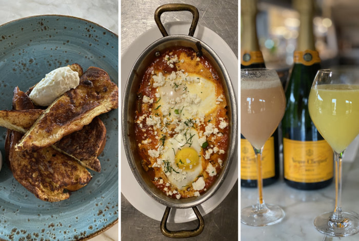 Calissa's French Toast, Shakshuka, Bellini and Mimosa