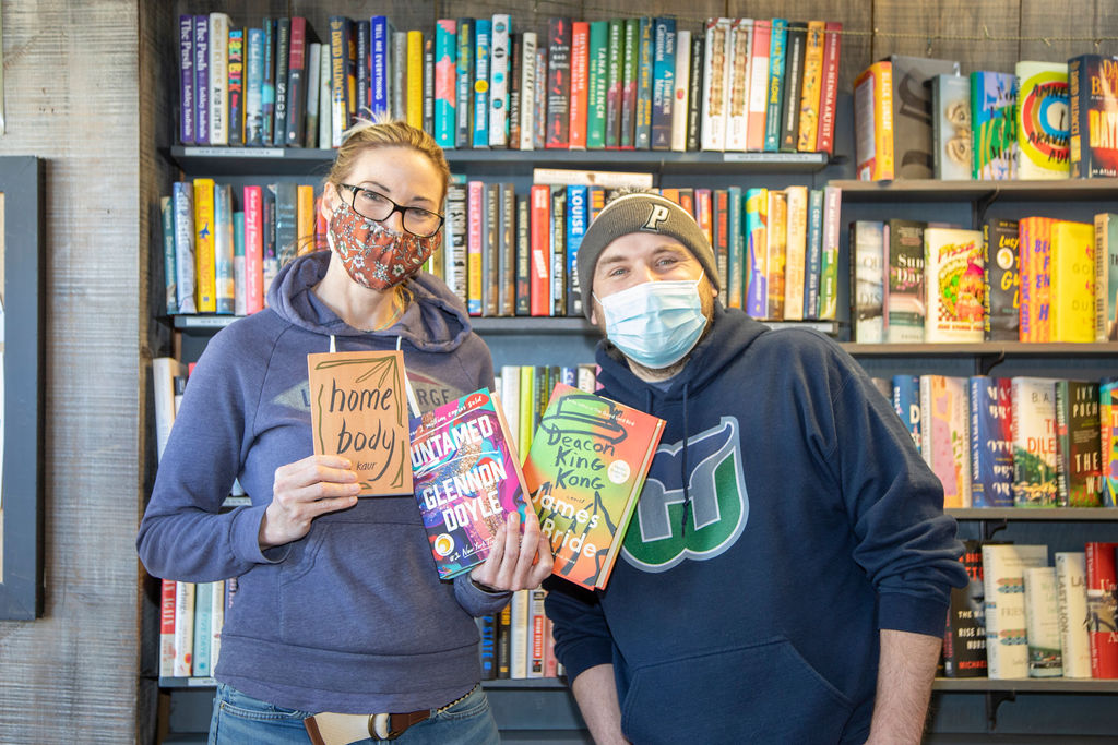 Burton’s Bookstore assistant Tara Coppola and owner Scott Raulsome