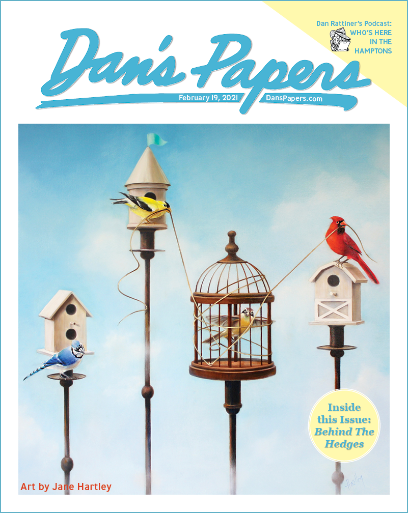 Jane Hartley's art on the cover of the February 19, 2021 Dan's Papers issue.