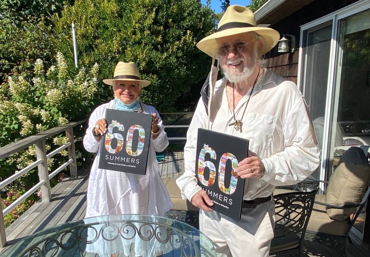 Meeting Dan for the first time on his deck in Easthampton and giving him the souvenir 60th anniversary tabletop book.