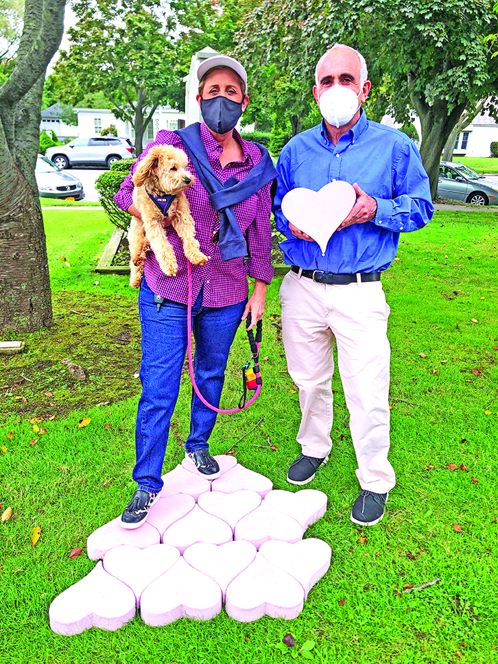 Judith Kasen-Windsor and Jay Schneiderman with the heart templates that will be used for the Windsor Heart Project