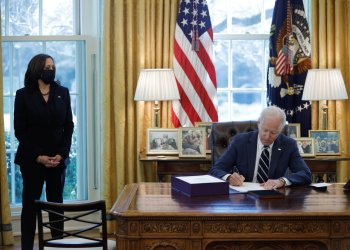 U.S. President Biden signs the American Rescue Plan in Washington