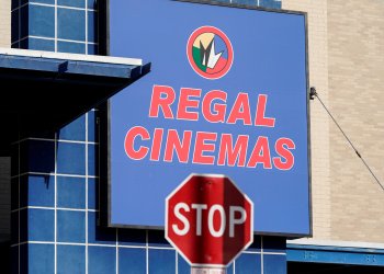 A Regal Cinemas is closed due to the outbreak of coronavirus in Arlington, Virginia