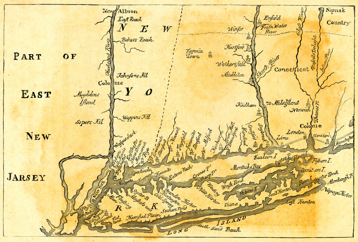 Vintage Map of New York at the beginning of the 18th Century