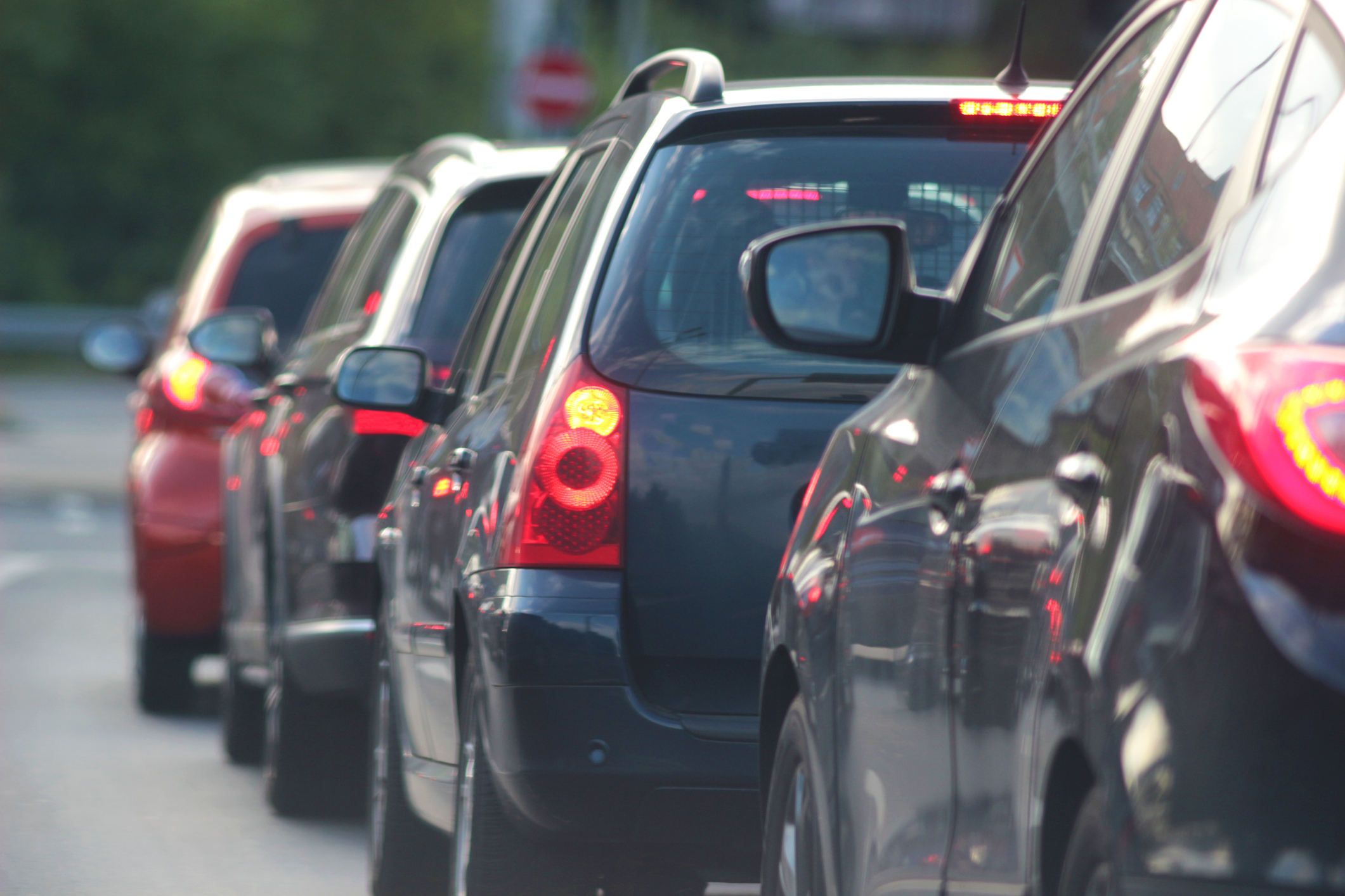 Cars in traffic - Congestion pricing is in effect in the Hamptons this Labor Day weekend
