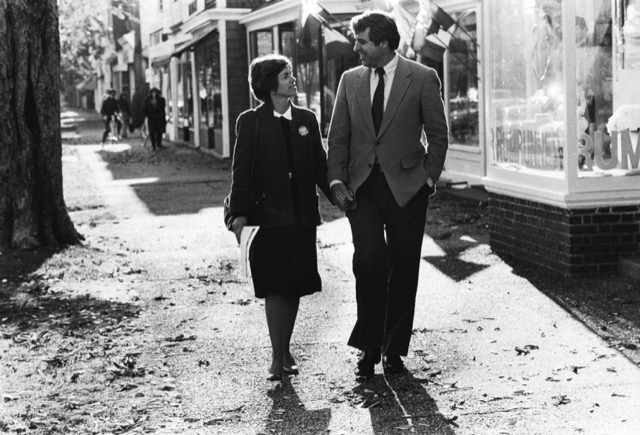 Judith Hope and Tom Twomey on Election Day in 1985 on Judith's 3rd term for Town Supervisor East Hampton.