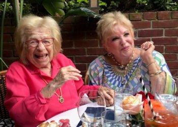 Enjoying dinner with Dr. Ruth at the American Hotel.