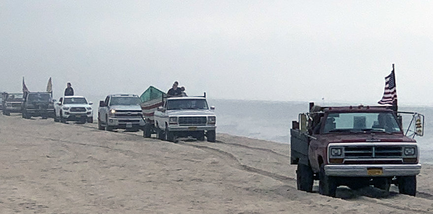 Protesters at Truck Beach in Amagansett on Sunday, June 27, 2021