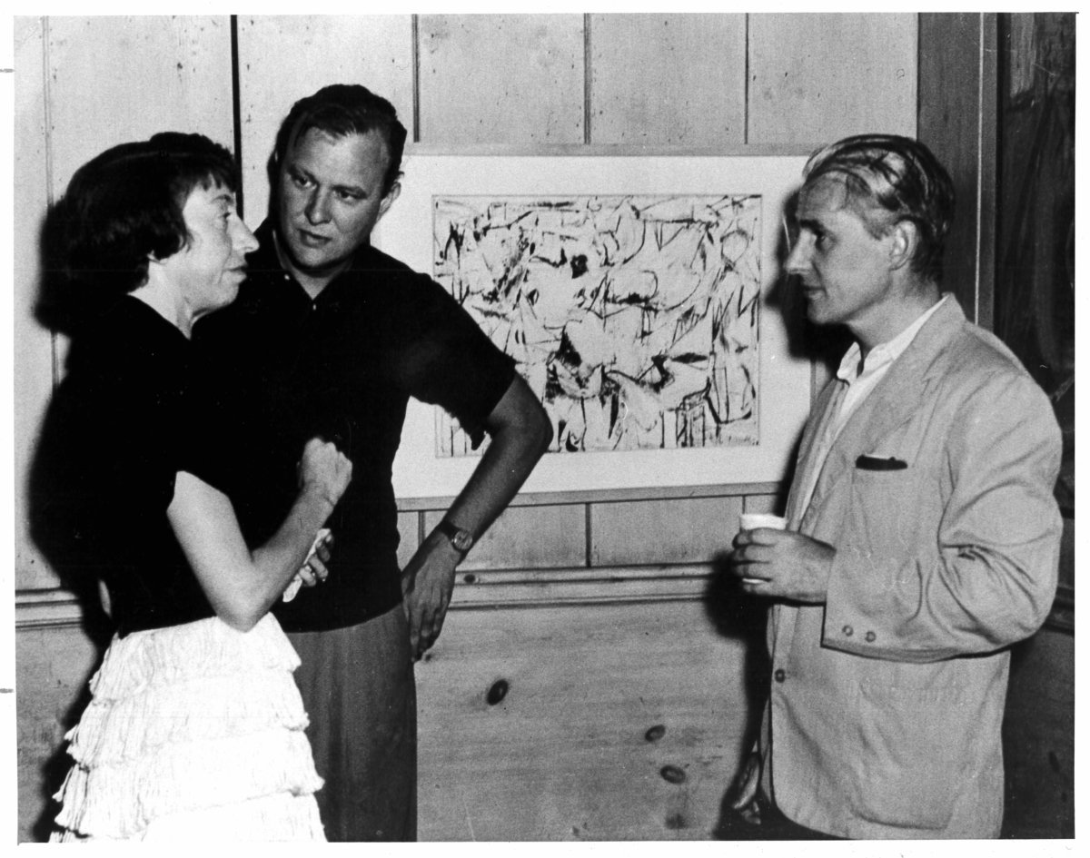 Lee Krasner, Robert Motherwell and Willem de Kooning at the opening of the fourth annual Guild Hall invitational