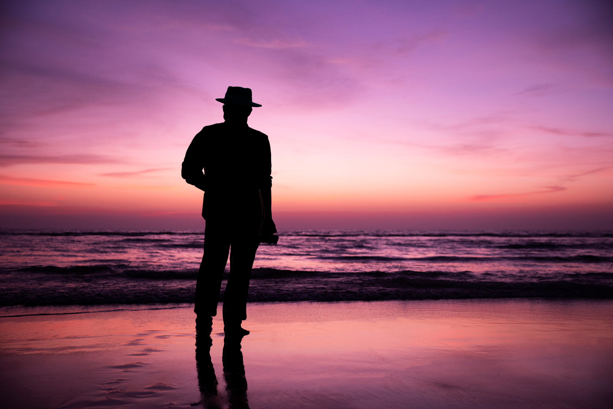 Dan stand-in at summer solstice sunset on the beach