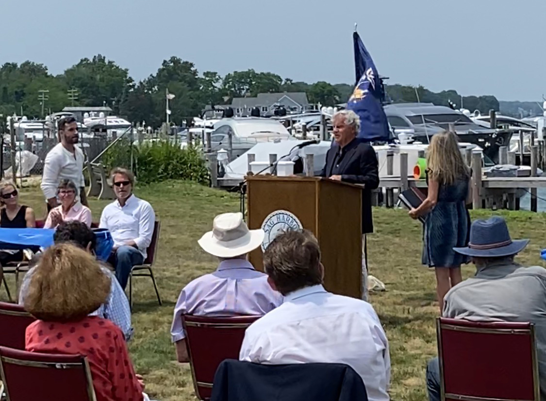 New Sag Harbor Mayor James Larocca addresses supporters
