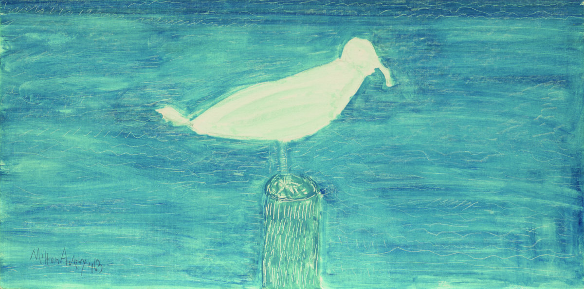 "White Gull Resting" (oil on canvas board), signed and dated "Milton Avery 1963"