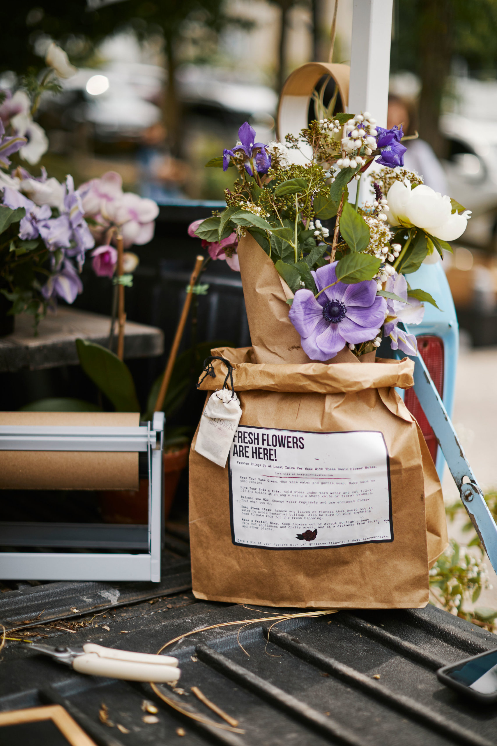 Hometown Flower Co.'s signature "flowers in a bag"
