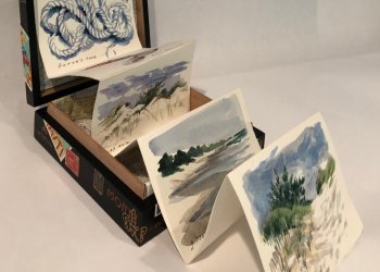 Box art by Barbara Maslen for 2021 East End Hospice Box Art Auction