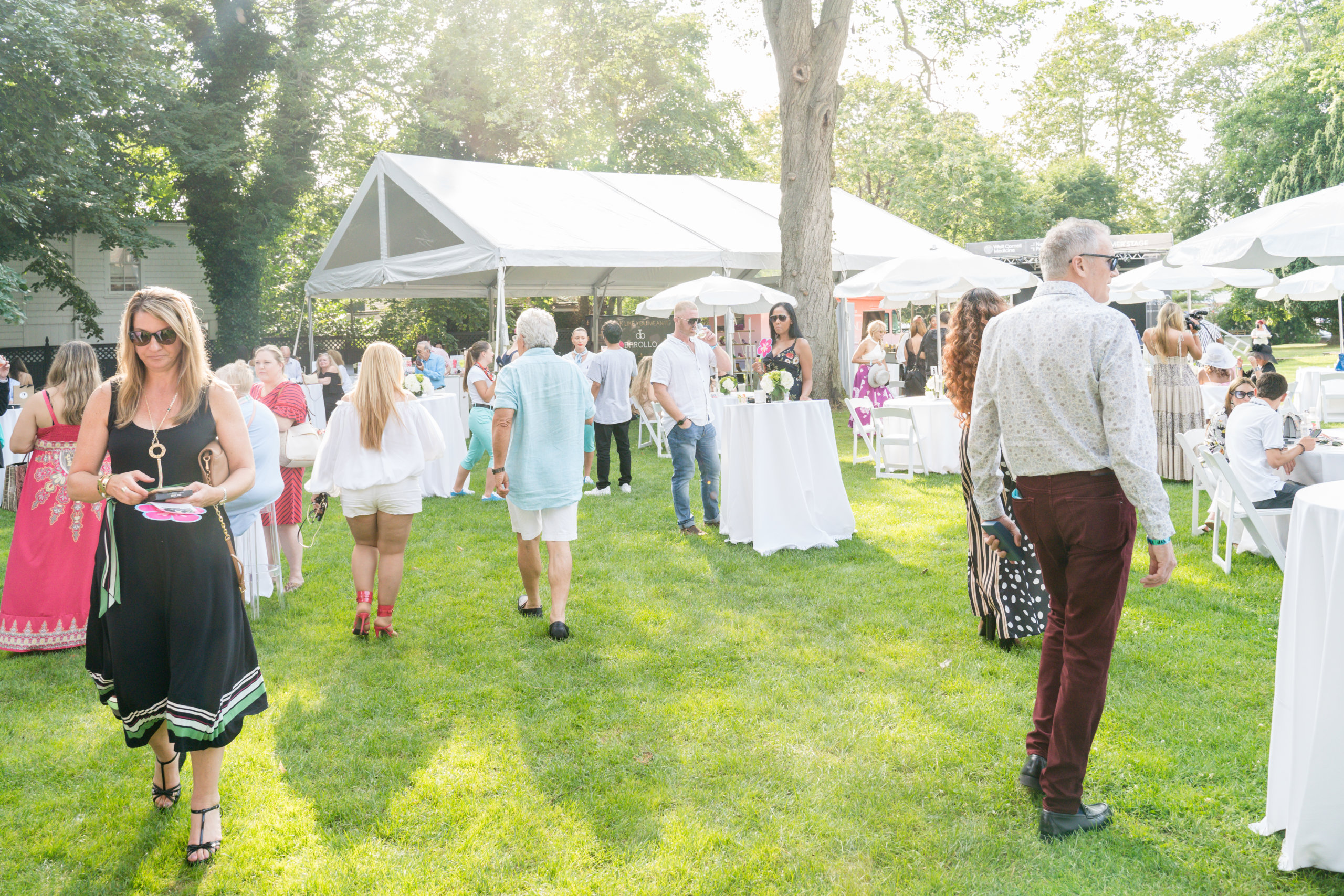 Tents on the Southampton Arts Center grounds for Hamptons Fashion Week