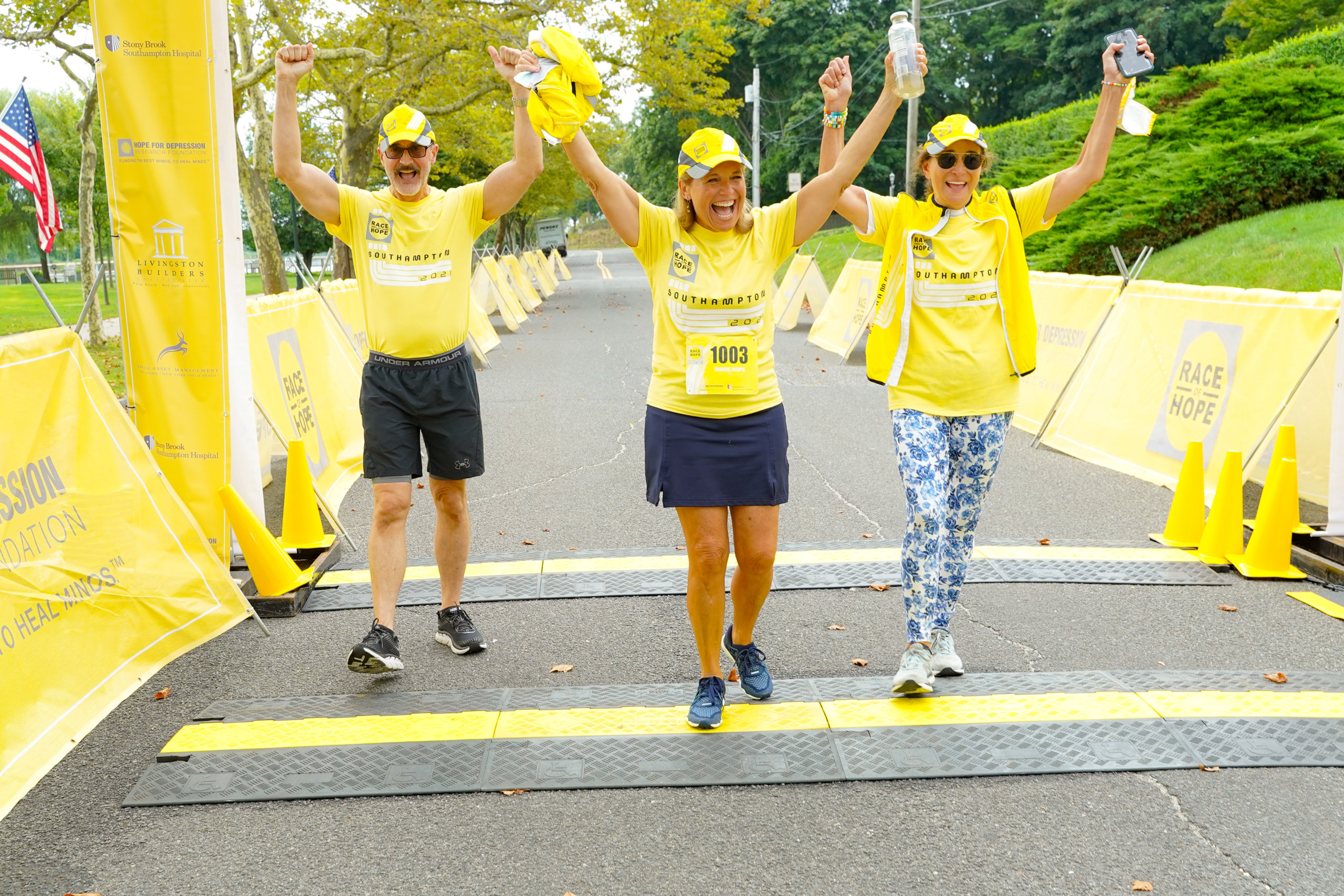 Arthur Dunnam, Katie Couric and a fellow runner at Hope For Depression Research Foundation's Race of Hope