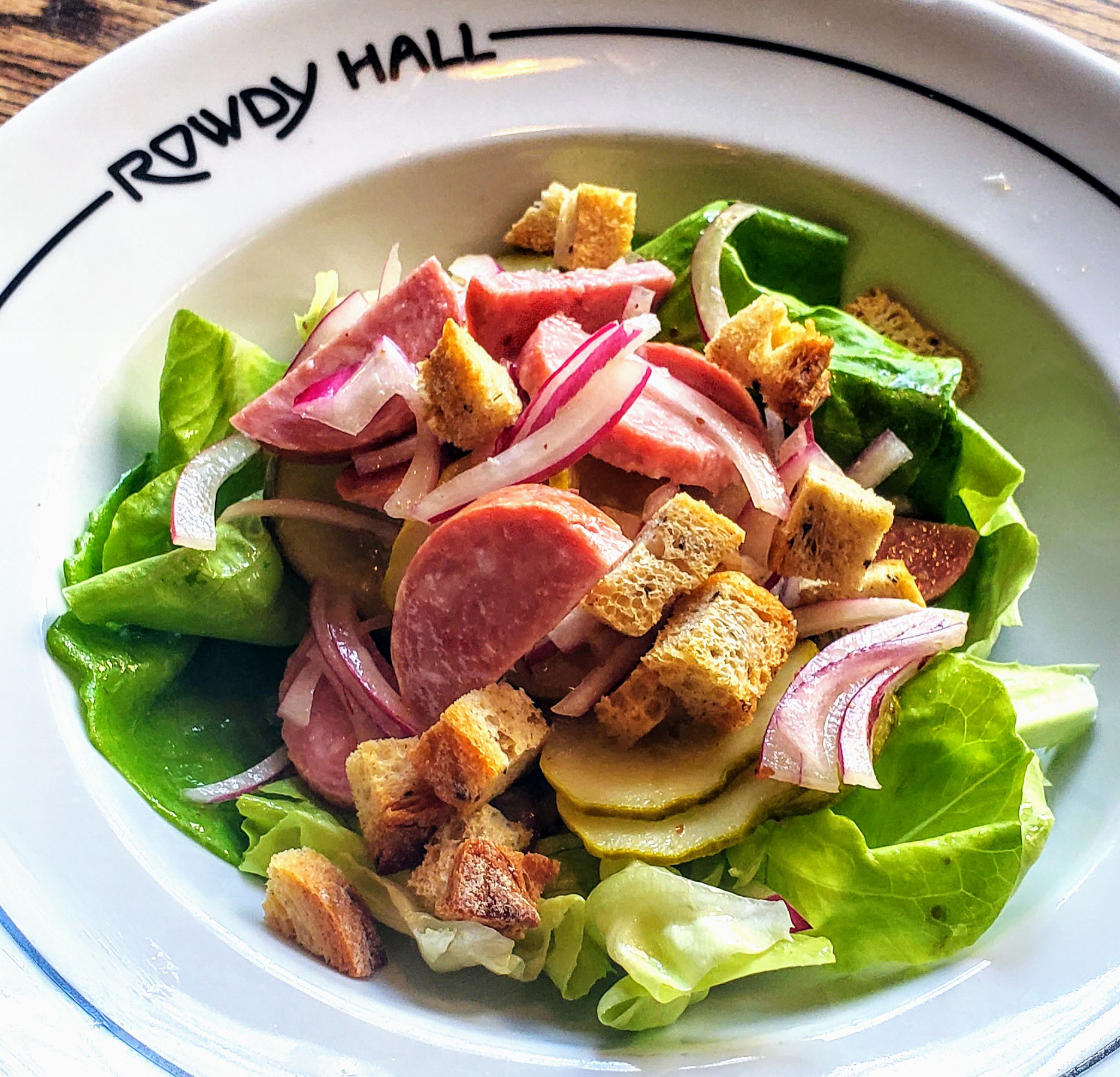 Bavarian sausage salad at Rowdy Hall