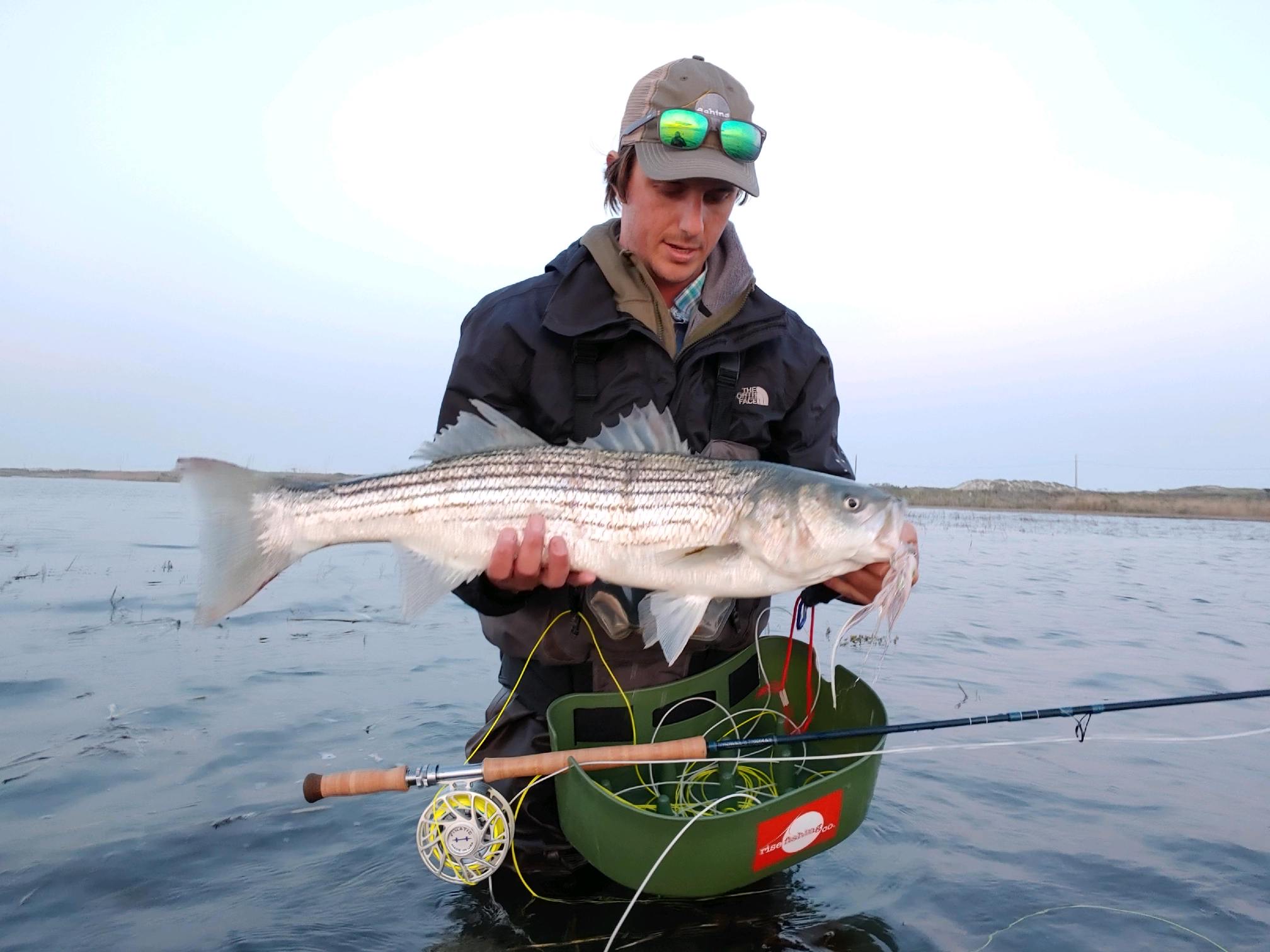 Tim Regan, aka South Fork Salt, shows off a striper