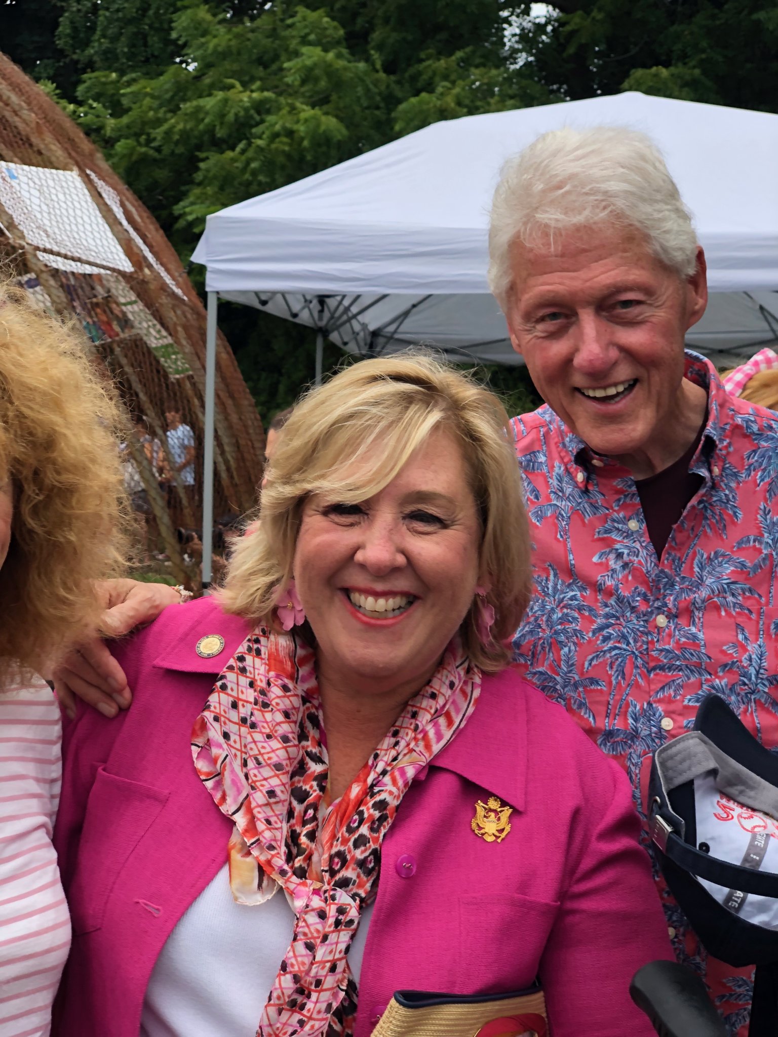 Assemblywoman Rebecca Seawright with President Clinton at the 2021 Artists & Writers Game