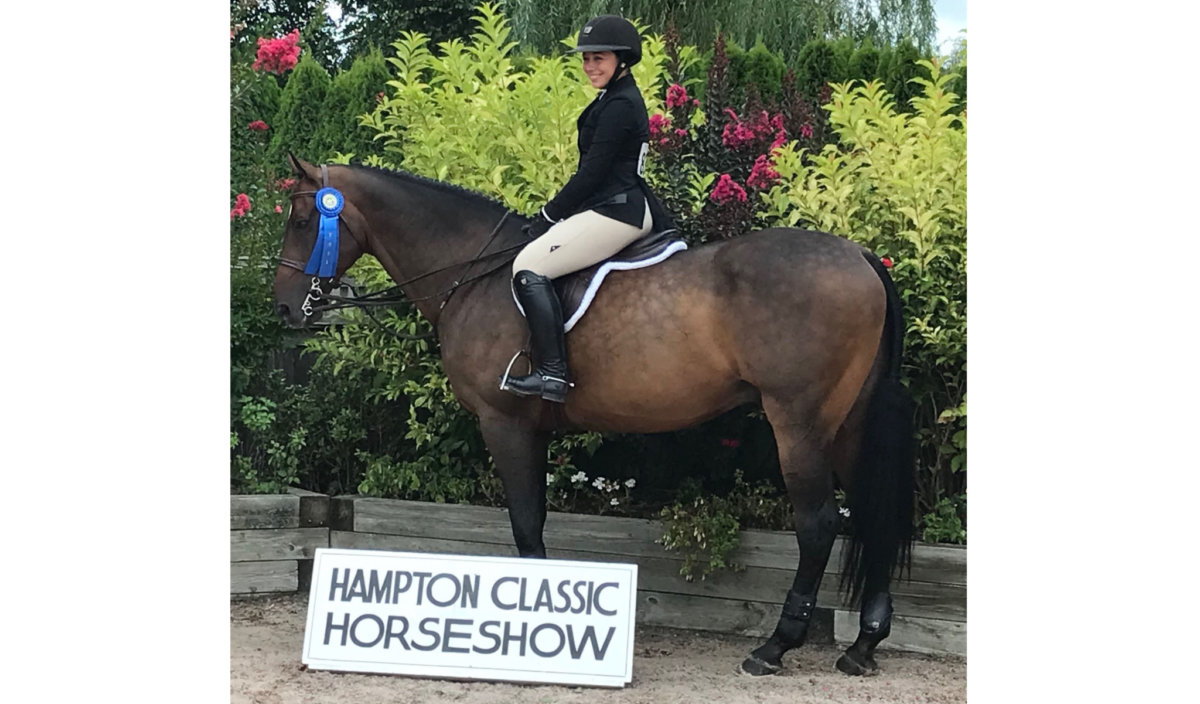 Madison Frankel on her boy Kingston after winning the junior medal in the Hampton Classic.
