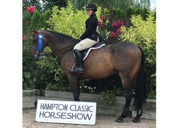 Madison Frankel on her boy Kingston after winning the junior medal in the Hampton Classic.