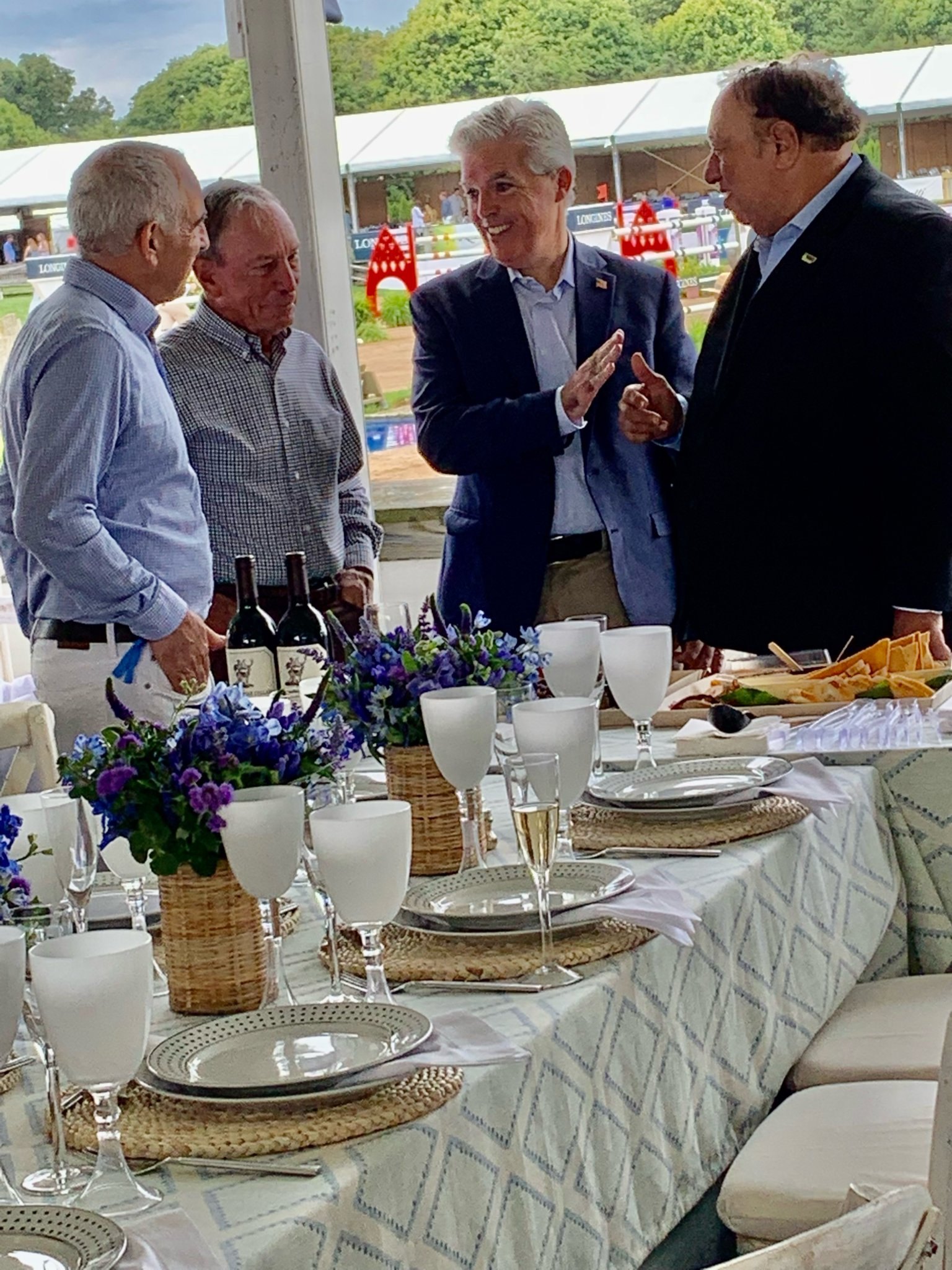 Jay Schneiderman, Mayor Bloomberg, Steve Bellone and John Catsimatidis at the Hampton Classic 2021