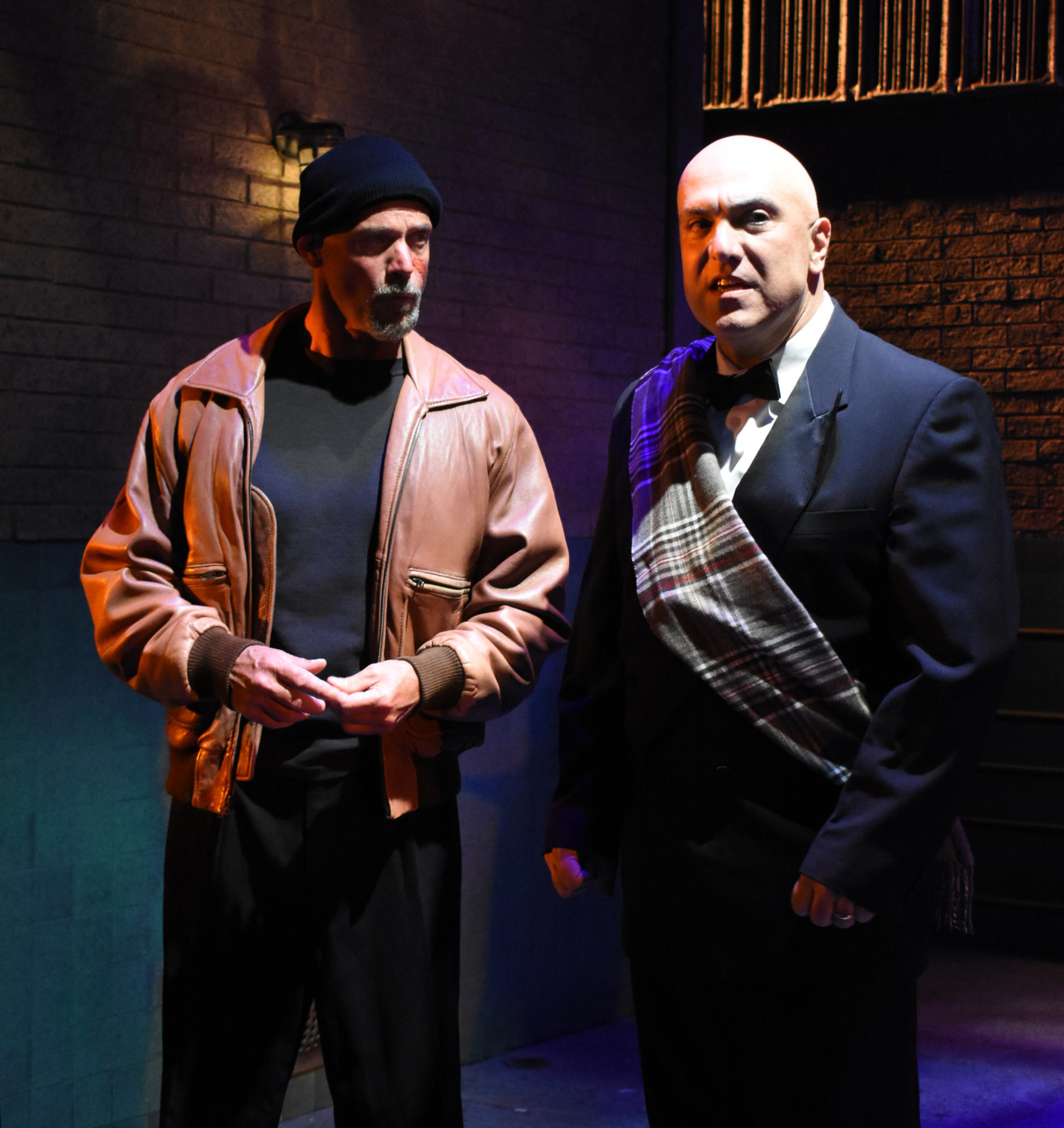 Matthew Henerson (Macbeth) and Joe Pallister (Macduff) in Bay Street Theater’s Literature Live! production of Macbeth