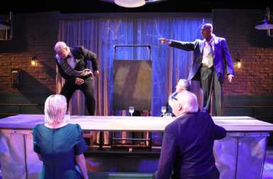 Matthew Henerson (Macbeth) and Gabe Portuondo (Banquo) in Bay Street Theater’s Literature Live! production of Macbeth