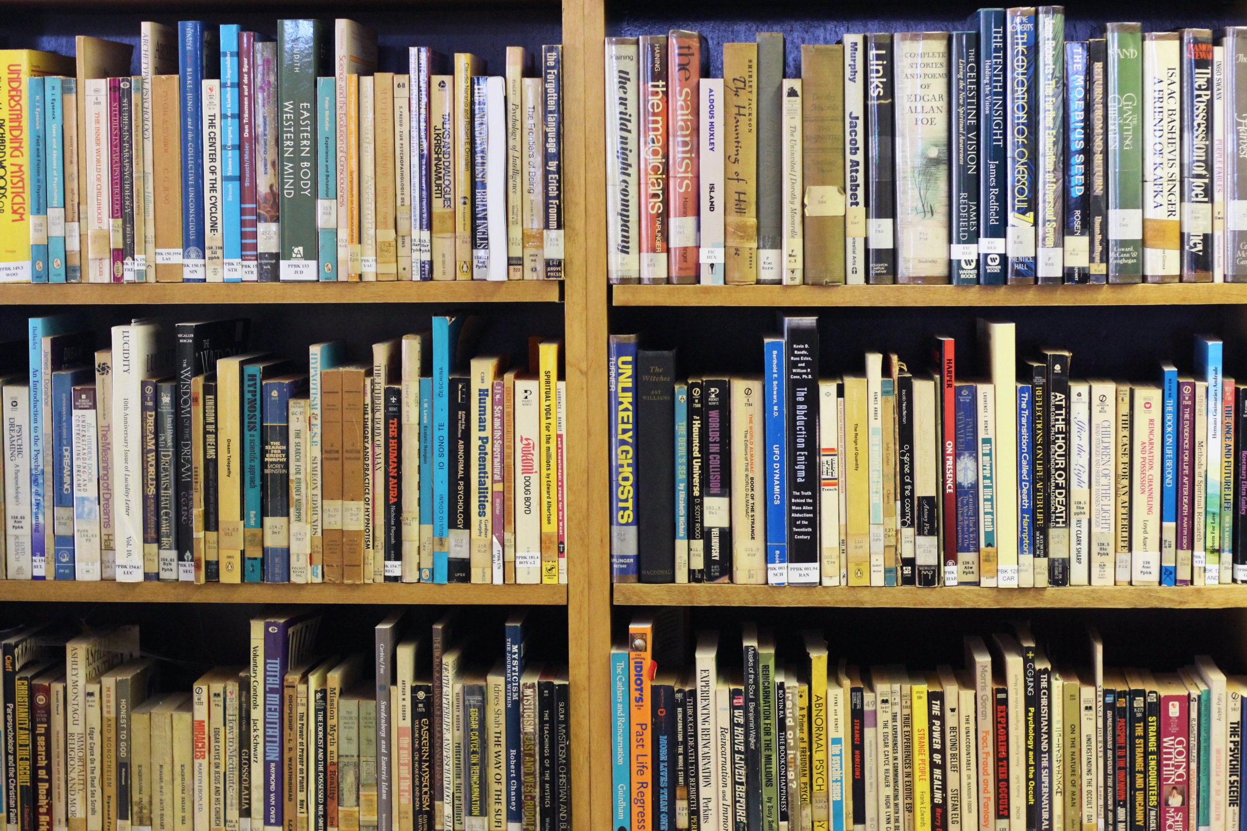 Books on a variety of subjects at the Eileen J. Garrett Library